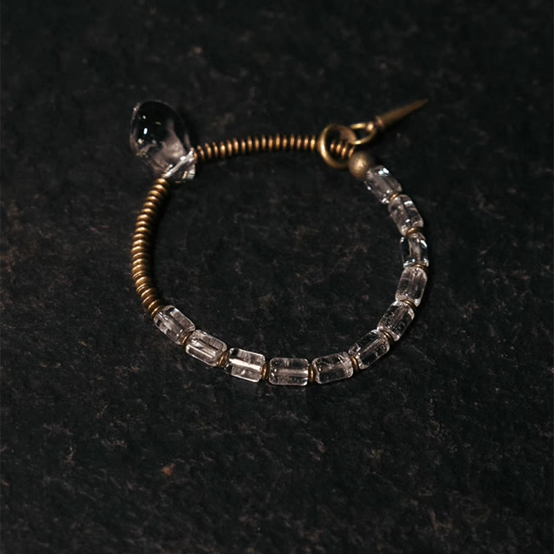Bracelet porte-bonheur en cuivre et cristal blanc | Bijou de guérison unisexe