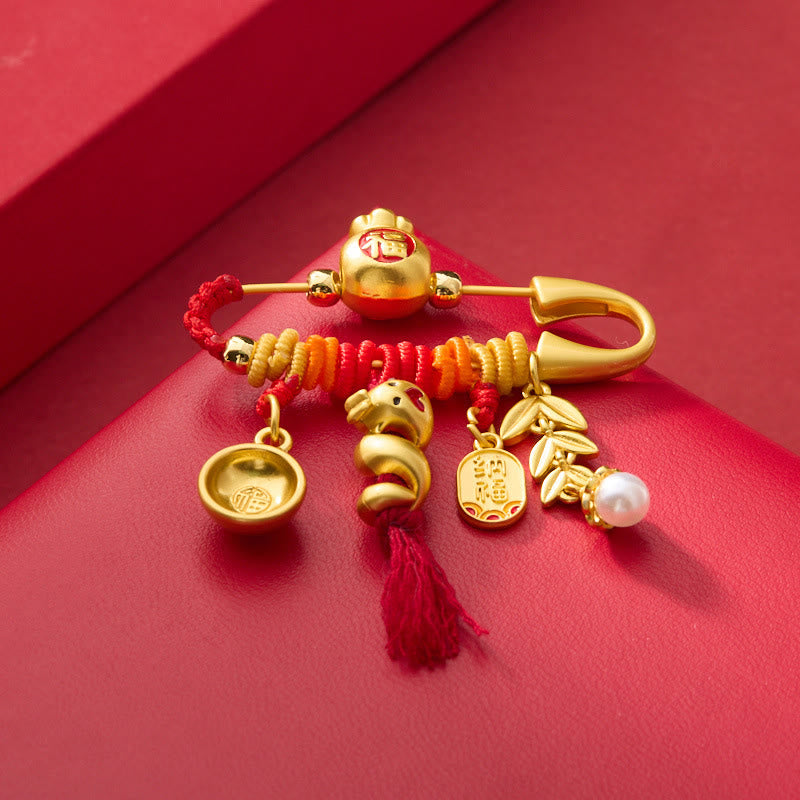 Broche porte-bonheur en cuivre Année du Serpent Fu Bowl