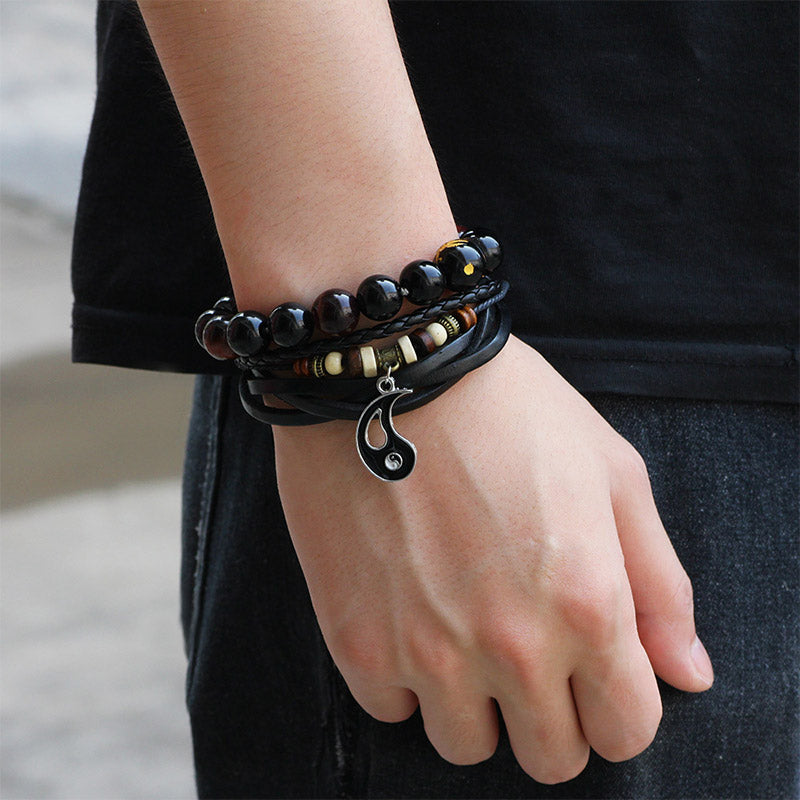 Bracelet d'équilibre Yin Yang en cuivre unisexe, longueur 22 cm