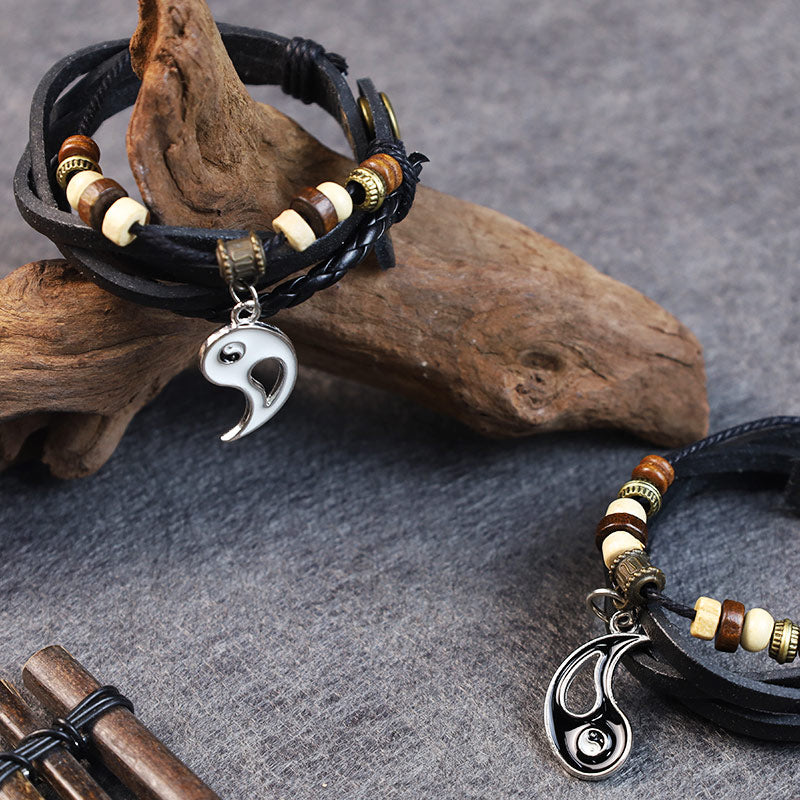 Bracelet d'équilibre Yin Yang en cuivre unisexe, longueur 22 cm