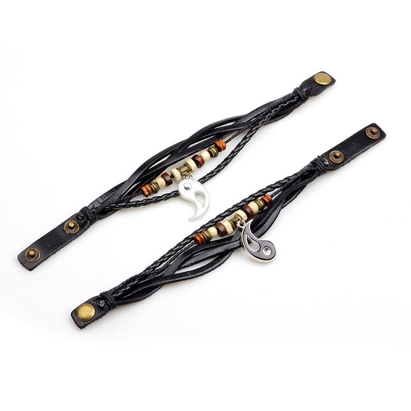 Bracelet d'équilibre Yin Yang en cuivre unisexe, longueur 22 cm