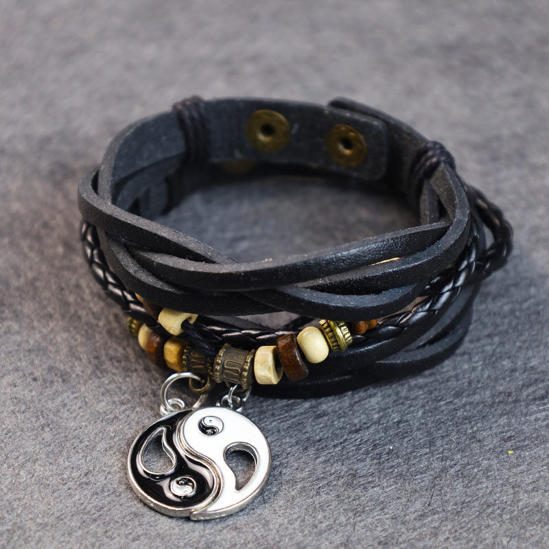 Bracelet d'équilibre Yin Yang en cuivre unisexe, longueur 22 cm