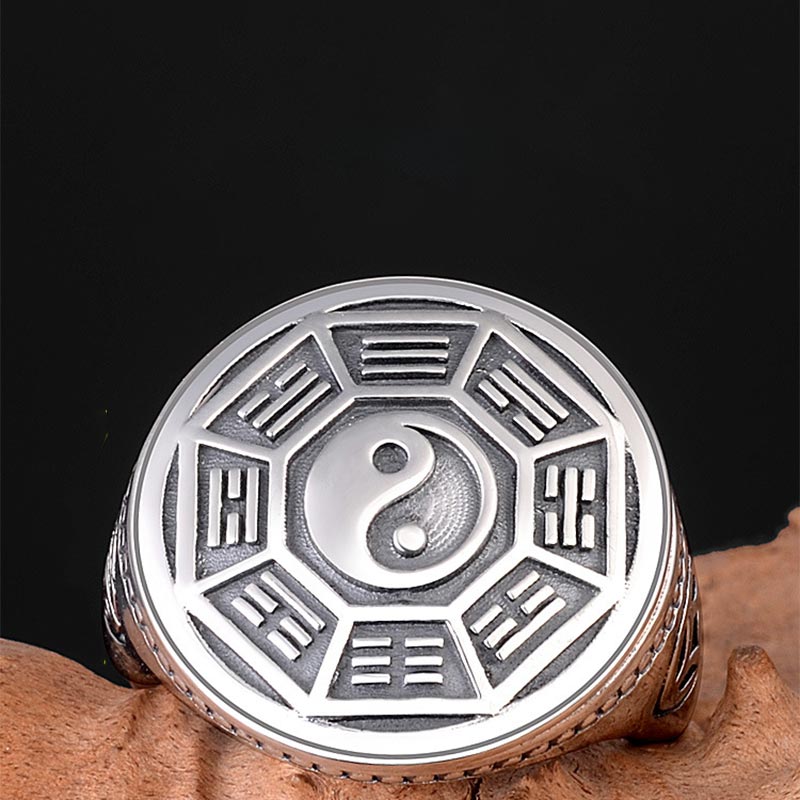 Bague d'équilibre Yin Yang en cuivre 14,5 mm unisexe guérison