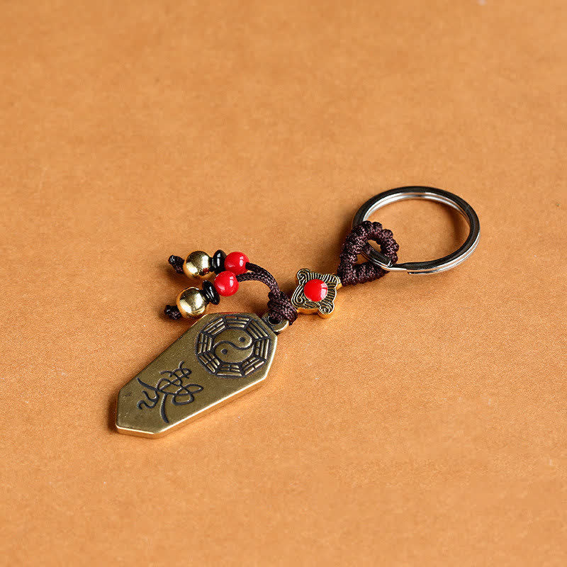 Porte-clés en cuivre Yin Yang Feng Shui Bagua Balance