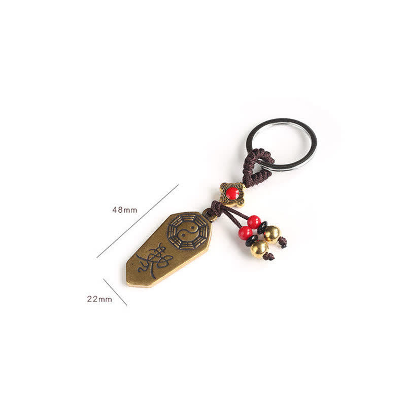 Porte-clés en cuivre Yin Yang Feng Shui Bagua Balance