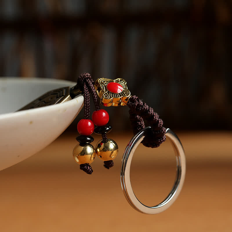 Porte-clés en cuivre Yin Yang Feng Shui Bagua Balance