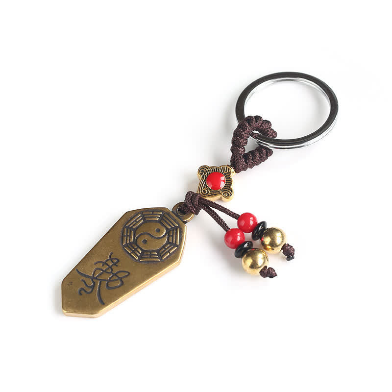 Porte-clés en cuivre Yin Yang Feng Shui Bagua Balance