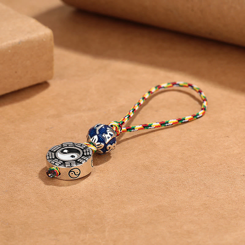 Porte-clés Bagua en cuivre avec symbole Yin Yang pour l'harmonie et l'équilibre