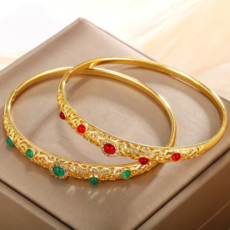 Bracelet porte-bonheur en cuivre et zircon 56 mm ouvrable