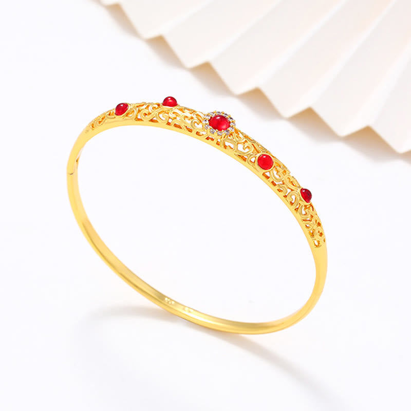 Bracelet porte-bonheur en cuivre et zircon 56 mm ouvrable