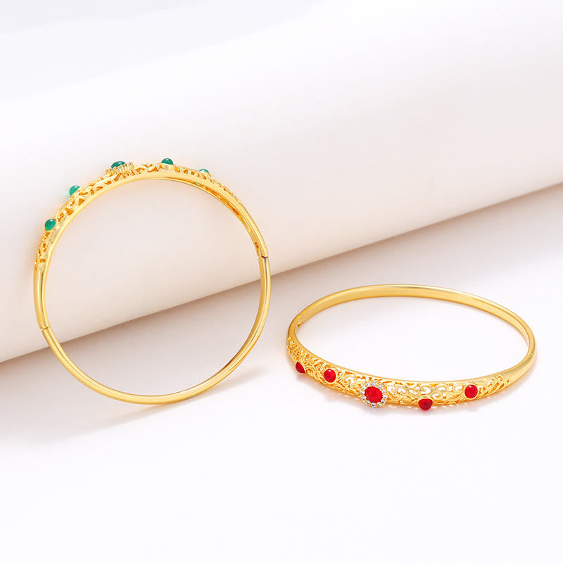 Bracelet porte-bonheur en cuivre et zircon 56 mm ouvrable