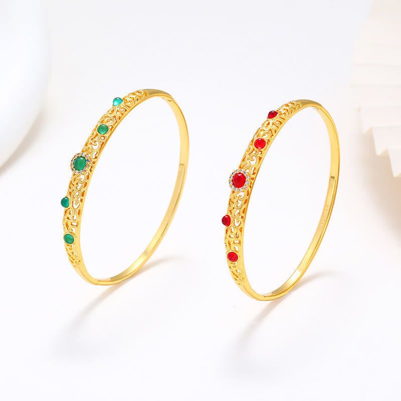 Bracelet porte-bonheur en cuivre et zircon 56 mm ouvrable