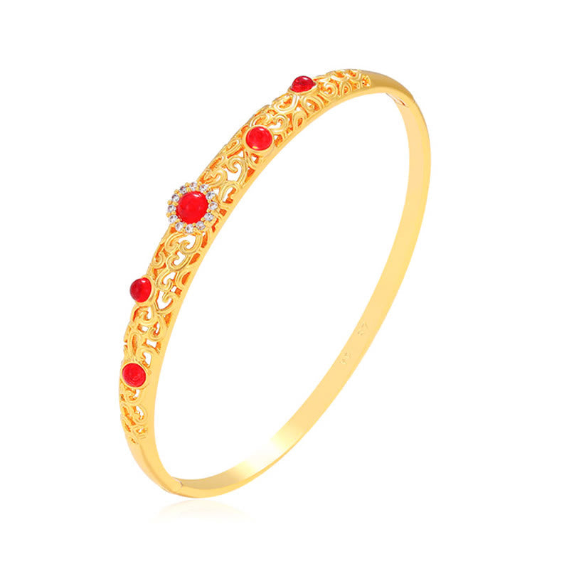 Bracelet porte-bonheur en cuivre et zircon 56 mm ouvrable