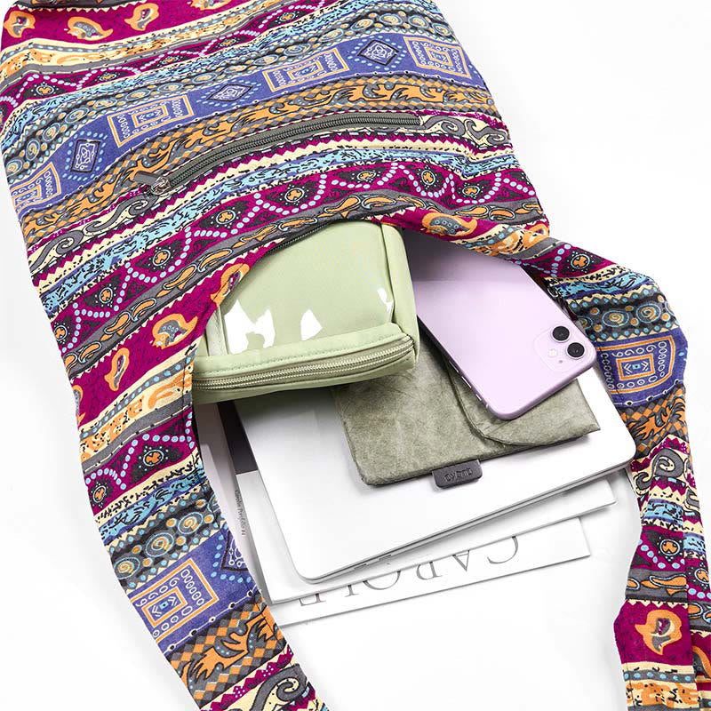 Sac bandoulière en coton à rayures colorées pour un style spirituel