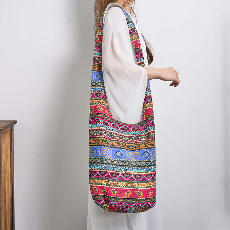 Sac bandoulière en coton à rayures colorées pour un style spirituel