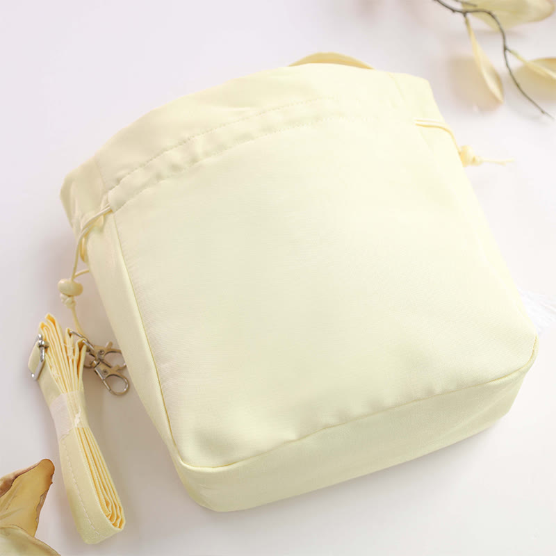 Sac fourre-tout en coton et lin brodé Osmanthus Pivoine 20 cm