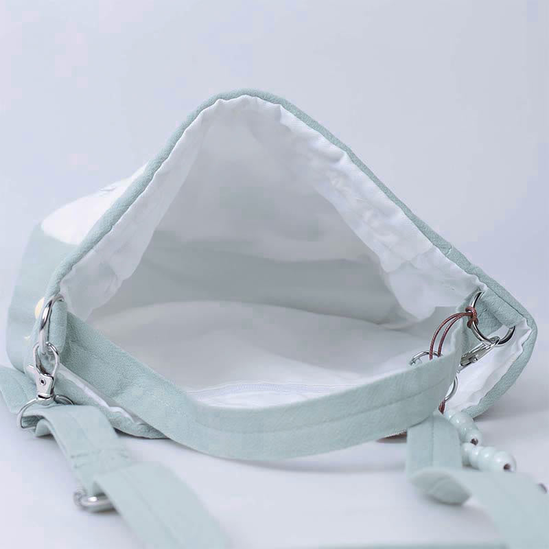 Sac fourre-tout en coton et lin avec broderie Lotus Spirituel 20 cm