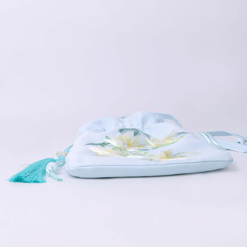 Sac fourre-tout de yoga en coton et lin avec bandoulière réglable 21 x 22 cm