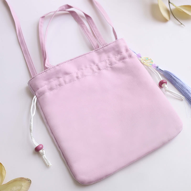 Sac fourre-tout de yoga en coton et lin avec bandoulière réglable 21 x 22 cm