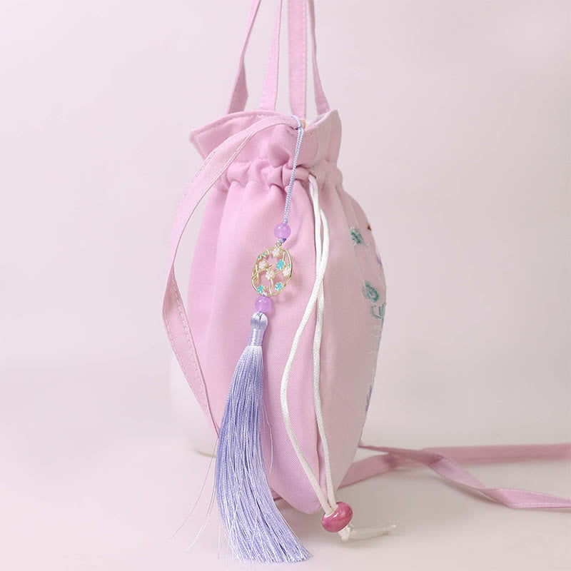 Sac fourre-tout de yoga en coton et lin avec bandoulière réglable 21 x 22 cm