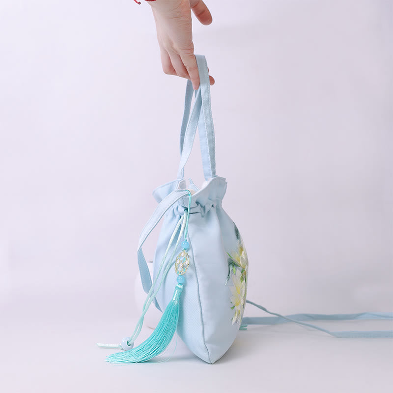 Sac fourre-tout de yoga en coton et lin avec bandoulière réglable 21 x 22 cm