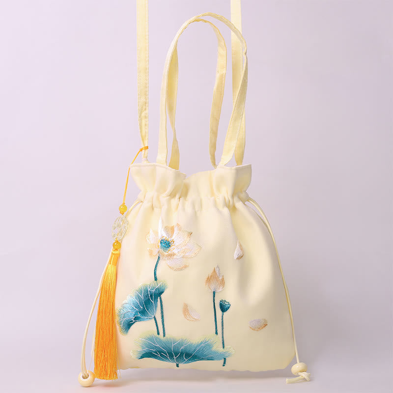 Sac fourre-tout de yoga en coton et lin avec bandoulière réglable 21 x 22 cm