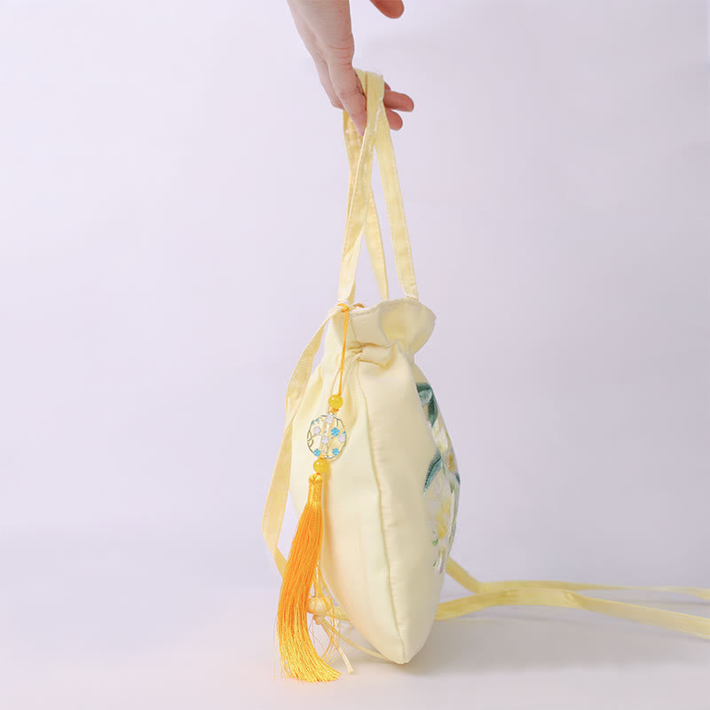 Sac fourre-tout de yoga en coton et lin avec bandoulière réglable 21 x 22 cm