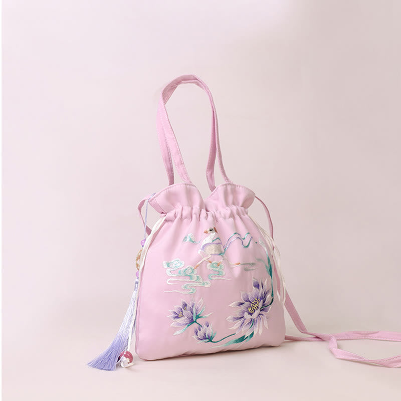 Sac fourre-tout de yoga en coton et lin avec bandoulière réglable 21 x 22 cm