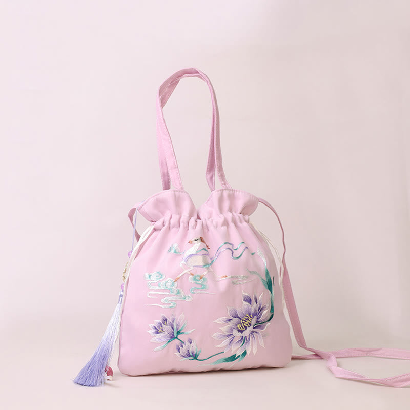 Sac fourre-tout de yoga en coton et lin avec bandoulière réglable 21 x 22 cm