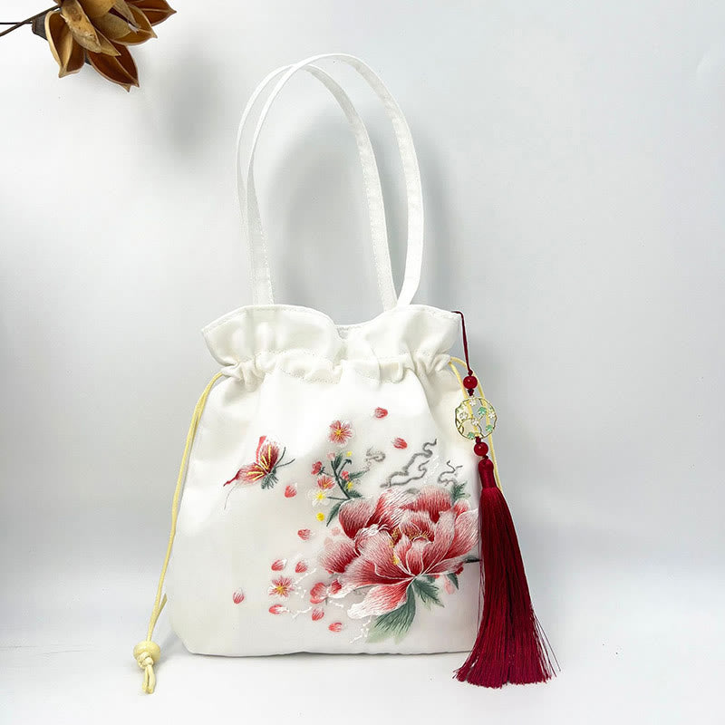 Sac fourre-tout de yoga en coton et lin avec bandoulière réglable 21 x 22 cm