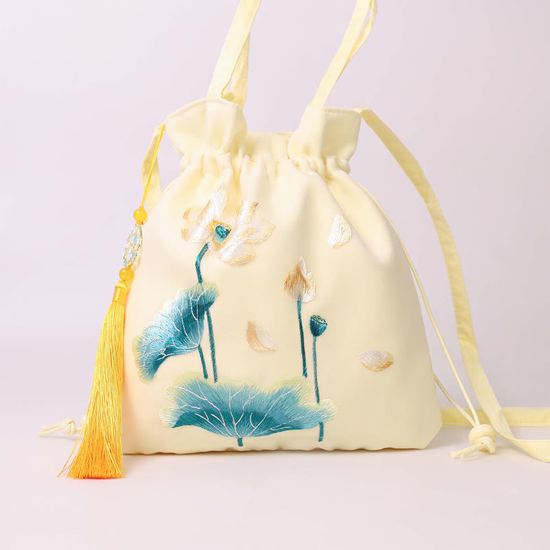 Sac fourre-tout de yoga en coton et lin avec bandoulière réglable 21 x 22 cm