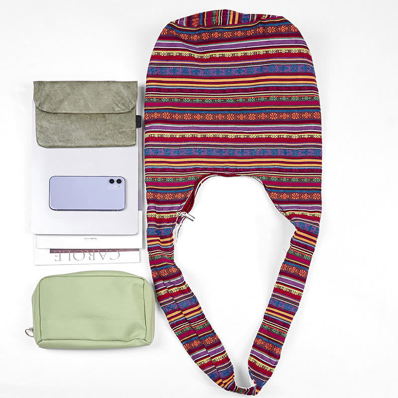 Sac bandoulière en coton à rayures | Sac de yoga résistant