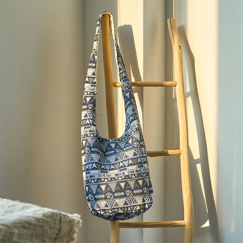 Sac bandoulière à rayures en coton pour tapis de yoga