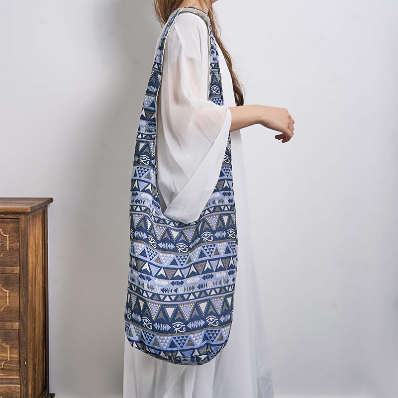 Sac bandoulière à rayures en coton pour tapis de yoga
