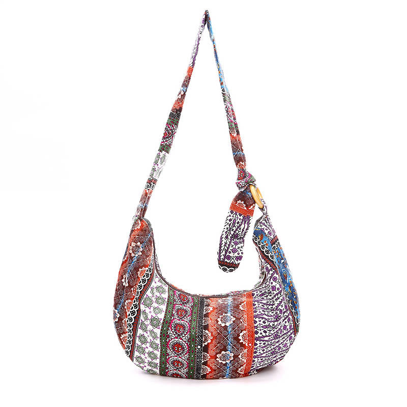 Sac bandoulière en coton à rayures avec bandoulière réglable 44 cm