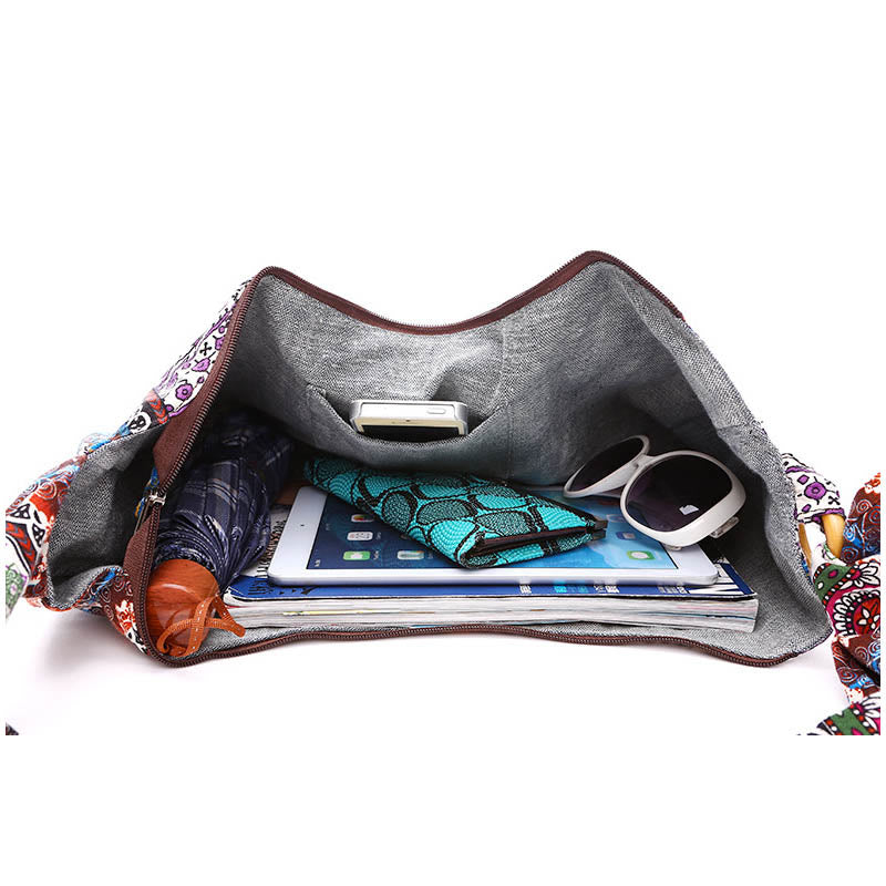 Sac bandoulière en coton à rayures avec bandoulière réglable 44 cm