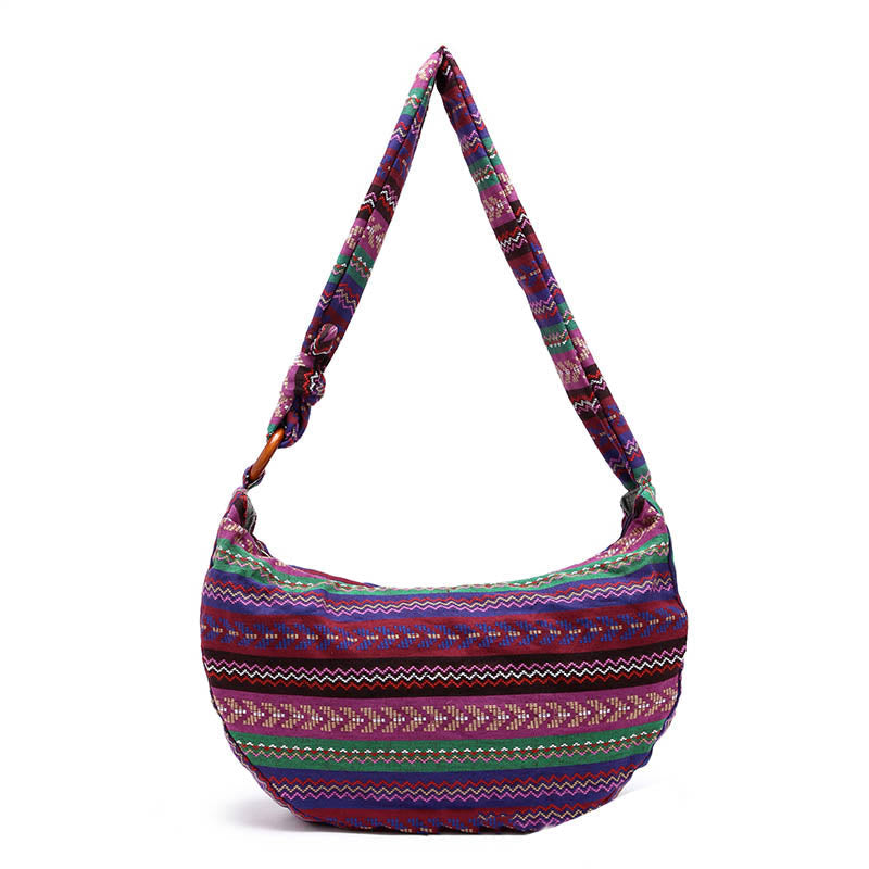 Sac bandoulière en coton à rayures avec bandoulière réglable 44 cm