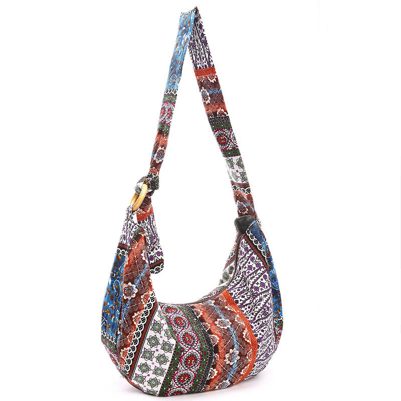 Sac bandoulière en coton à rayures avec bandoulière réglable 44 cm