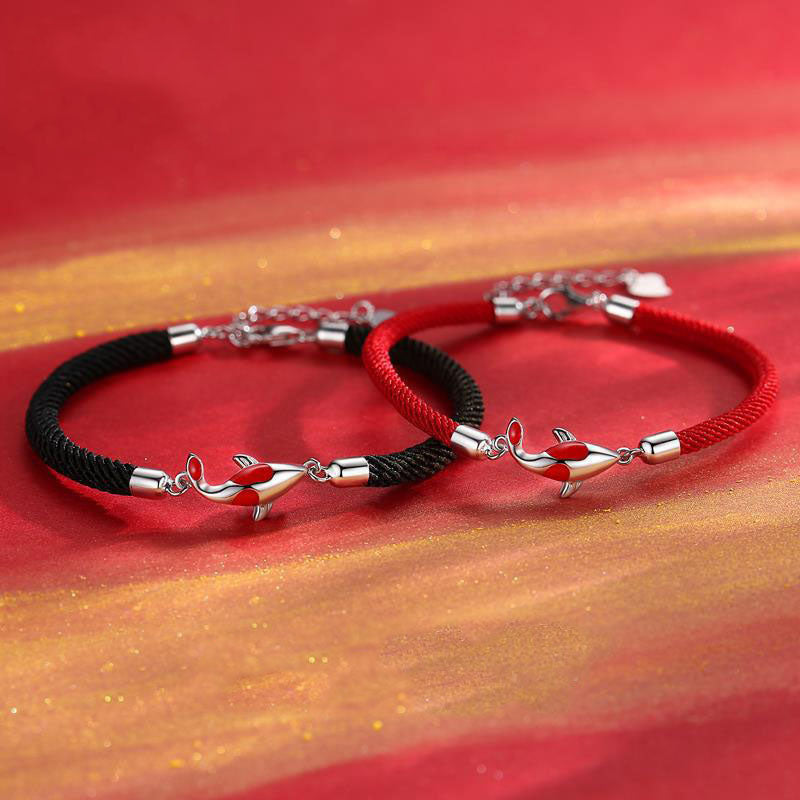 Bracelet couple poisson koï pour chance, richesse et protection