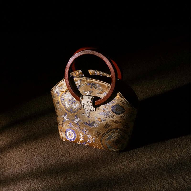 Sac à main spirituel avec poignée en bois de cerf et grue 19 cm pour l'harmonie