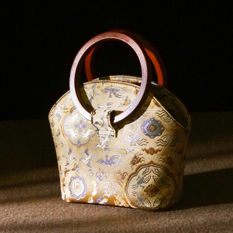 Sac à main spirituel avec poignée en bois de cerf et grue 19 cm pour l'harmonie