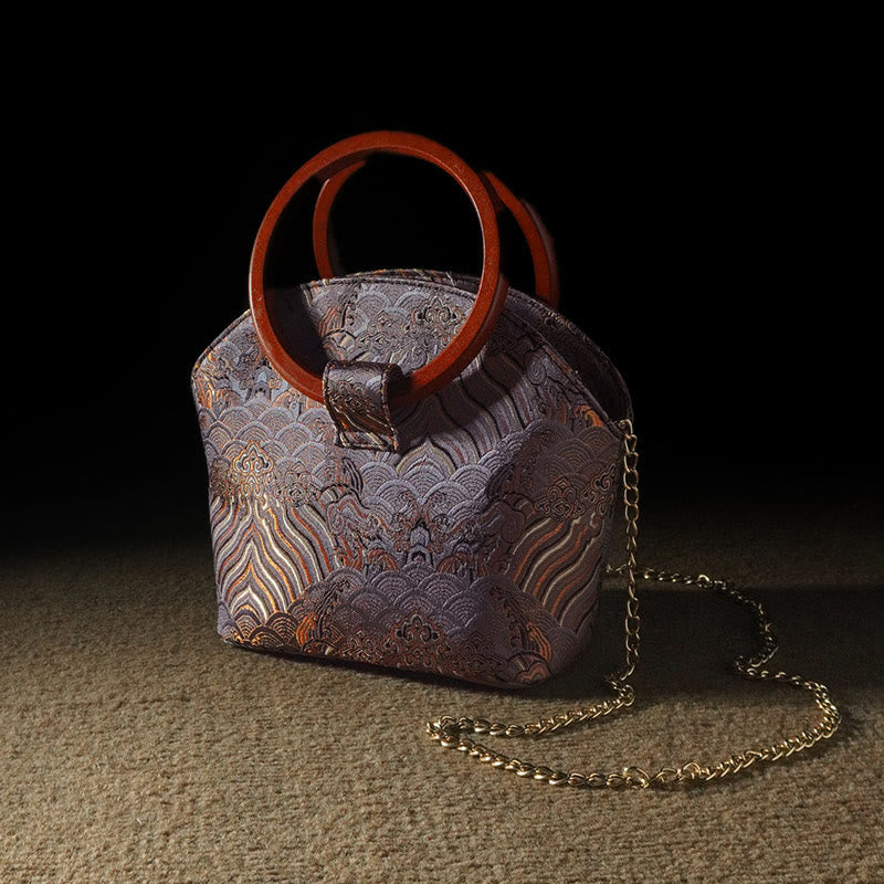 Sac à main spirituel avec poignée en bois de cerf et grue 19 cm pour l'harmonie