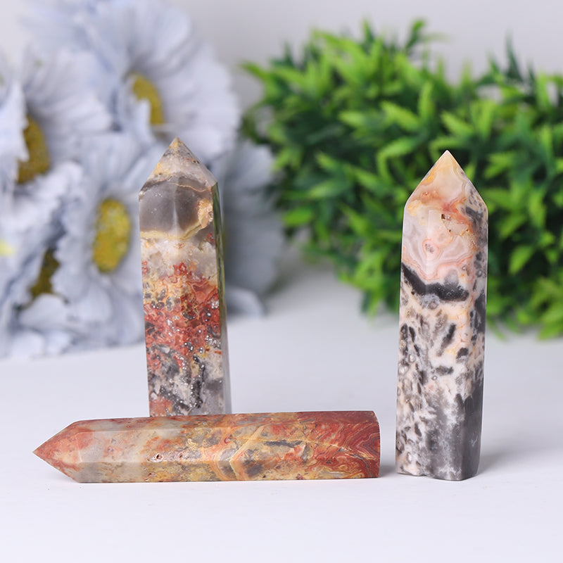 Crazy Agate Natural Crystal Healing Wand 2.4-4.5 inch