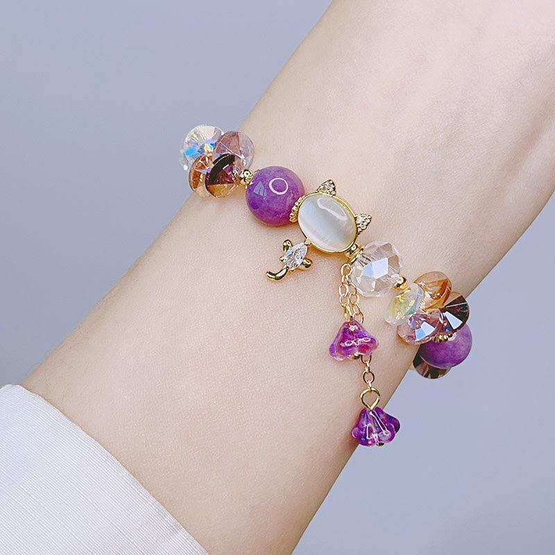 Bracelet d'équilibre en cristal de chat avec améthyste vert rouge
