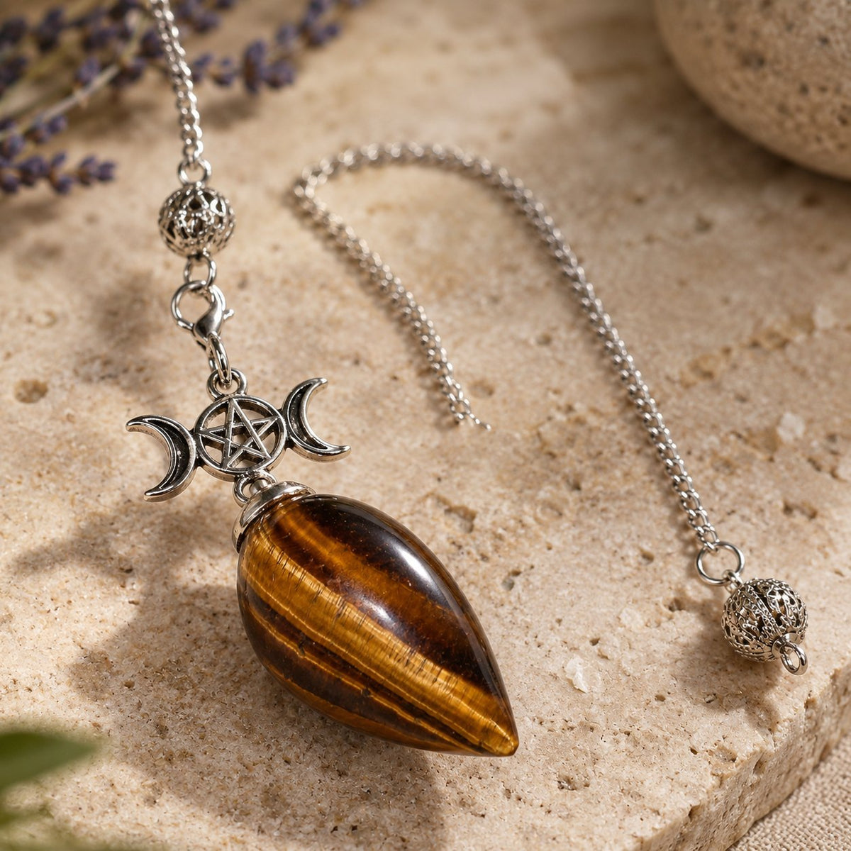 25cm Crystal Healing Pendulum for Energy & Chakra Balance, close-up of the material and finish
