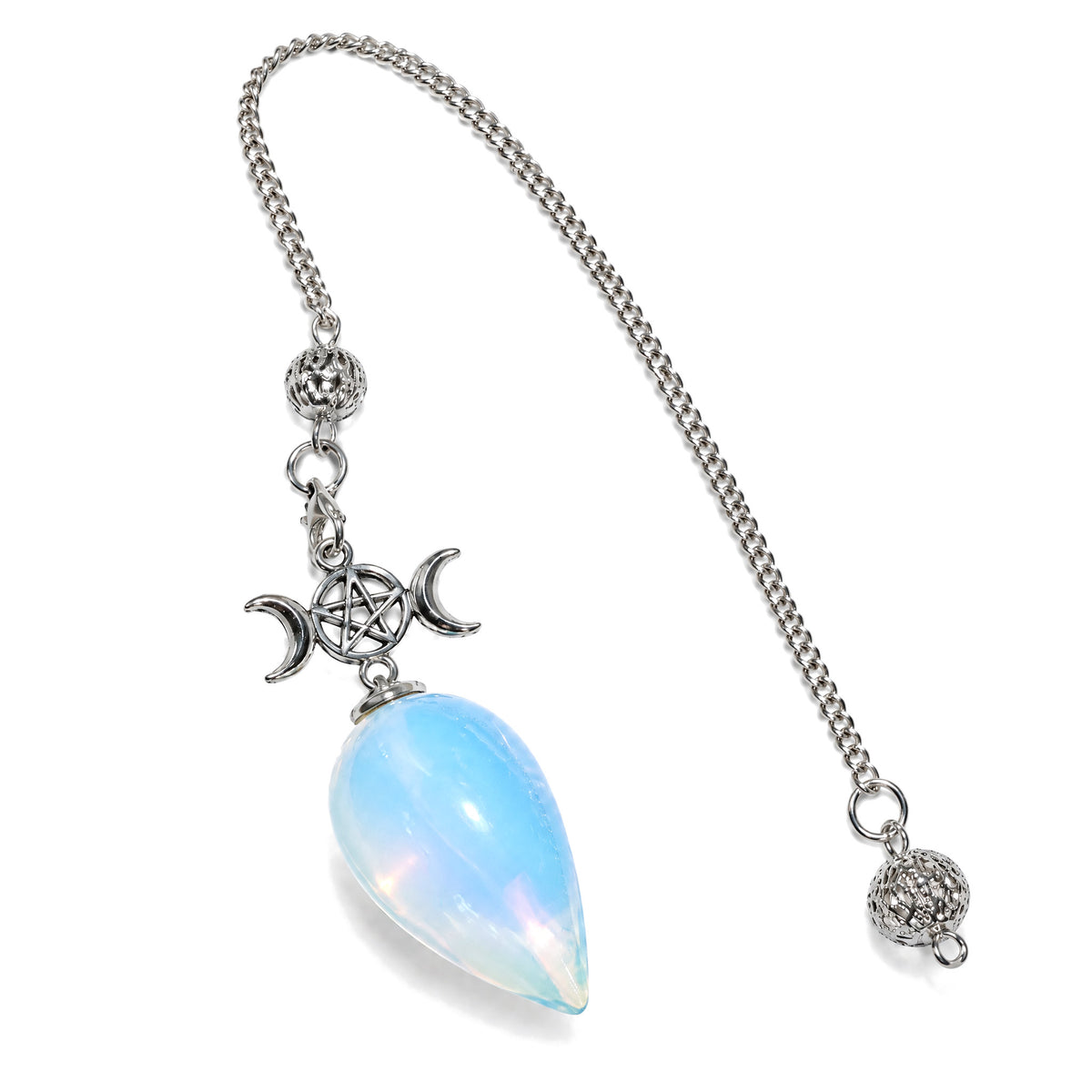25cm Crystal Healing Pendulum for Energy & Chakra Balance, Opalite, on a white background