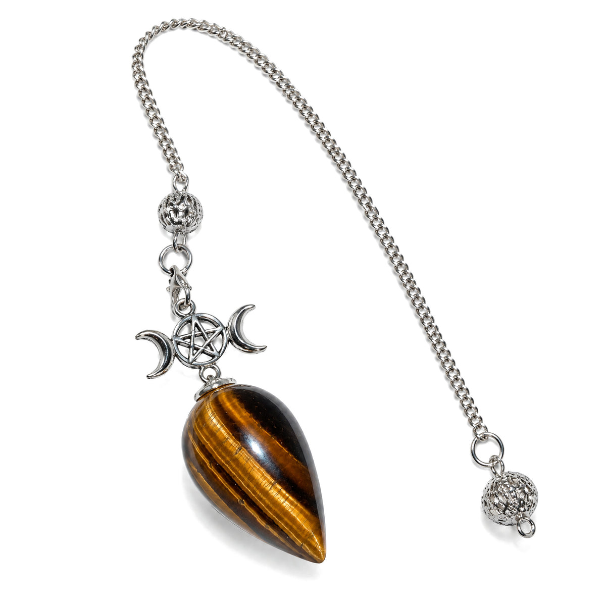 25cm Crystal Healing Pendulum for Energy & Chakra Balance, Yellow Tiger's Eye, on a white background