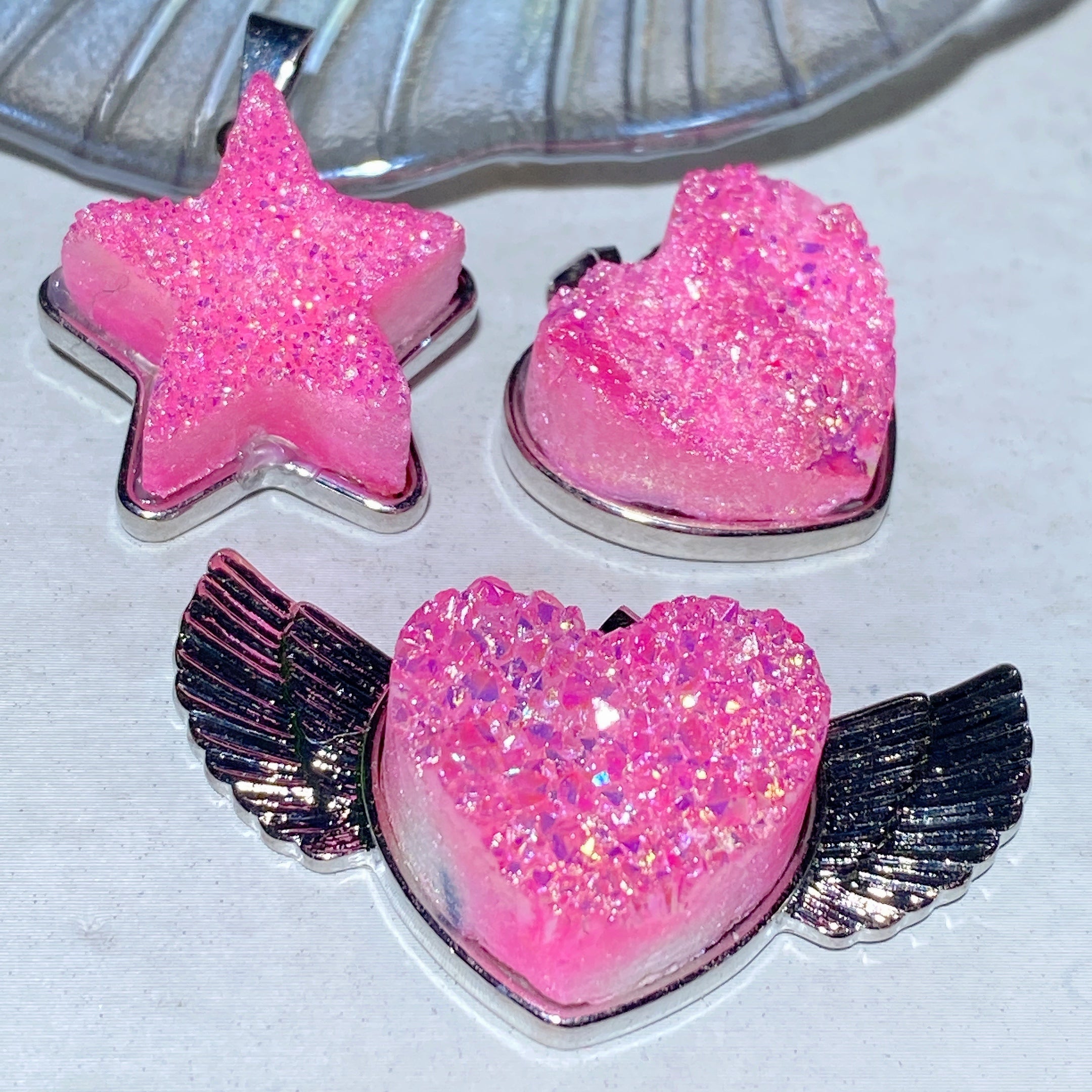 Crystal Heart Pendant 0.8-1.8 inch Aura Healing Shapes