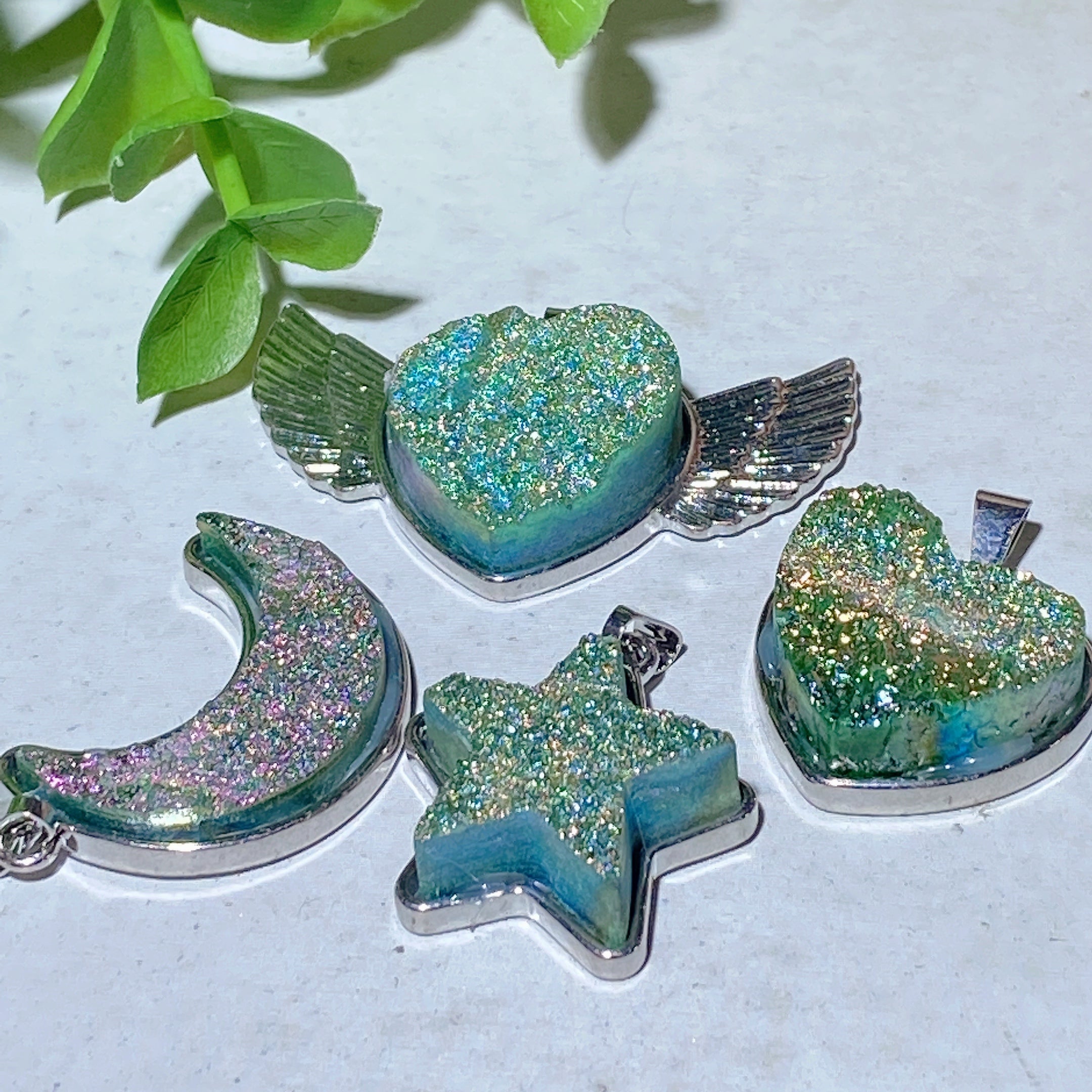 Crystal Heart Pendant 0.8-1.8 inch Aura Healing Shapes