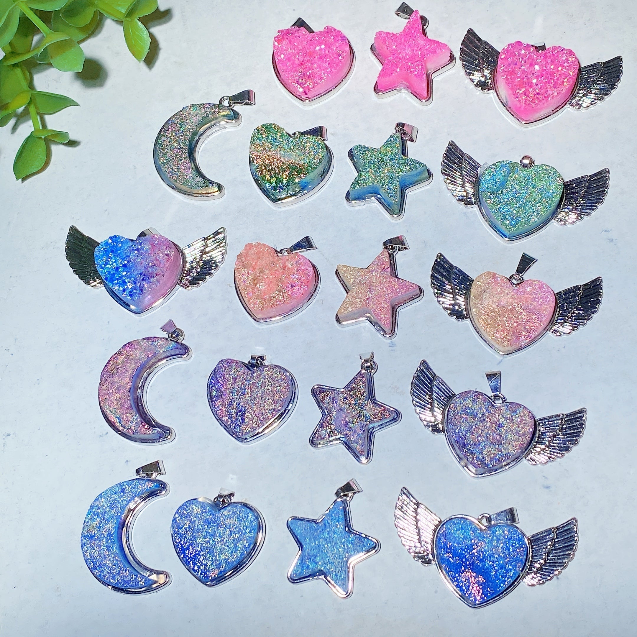 Crystal Heart Pendant 0.8-1.8 inch Aura Healing Shapes